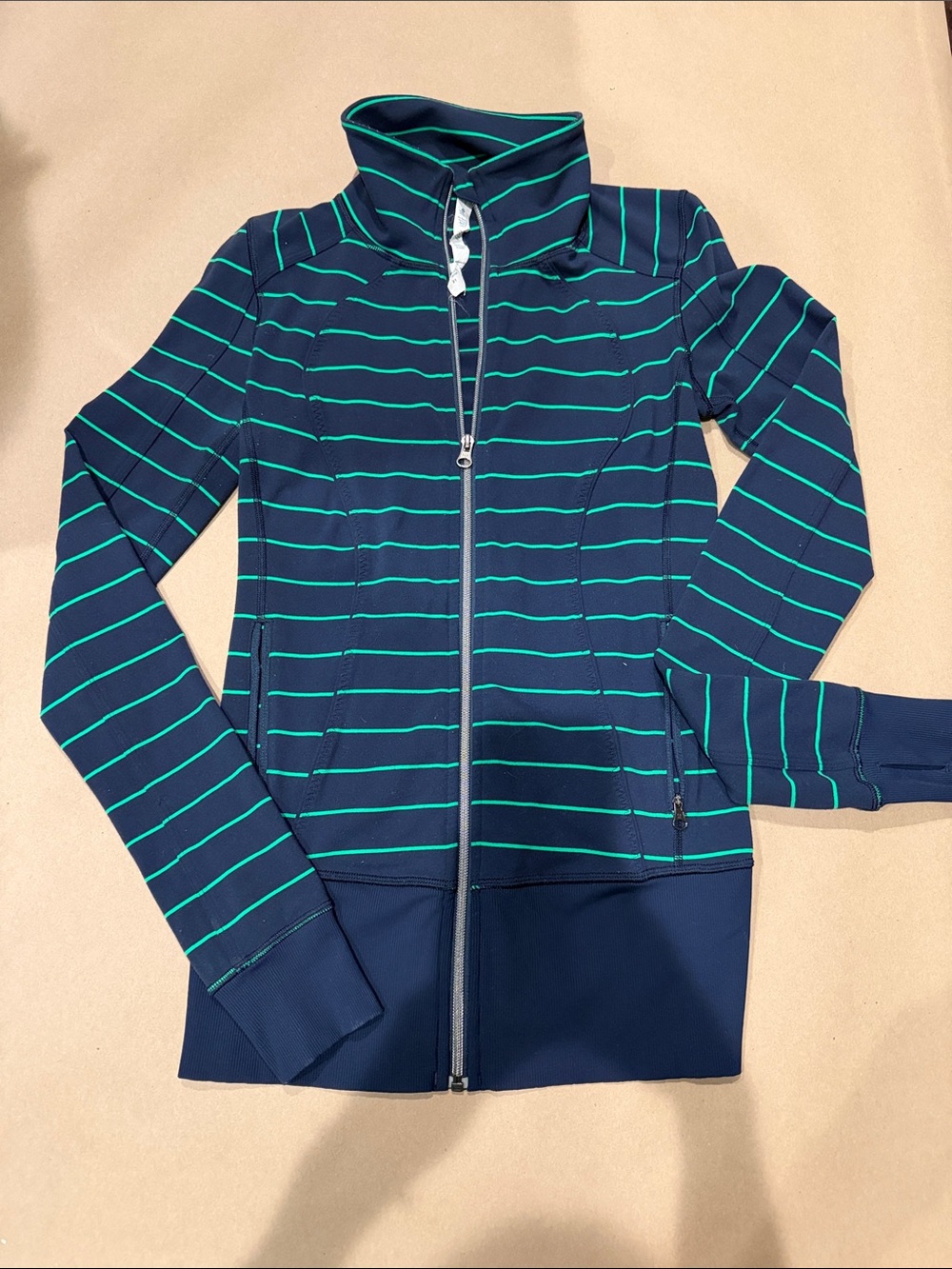 Lululemon Striped Define Jacket Size 4 Navy Green Full Zip